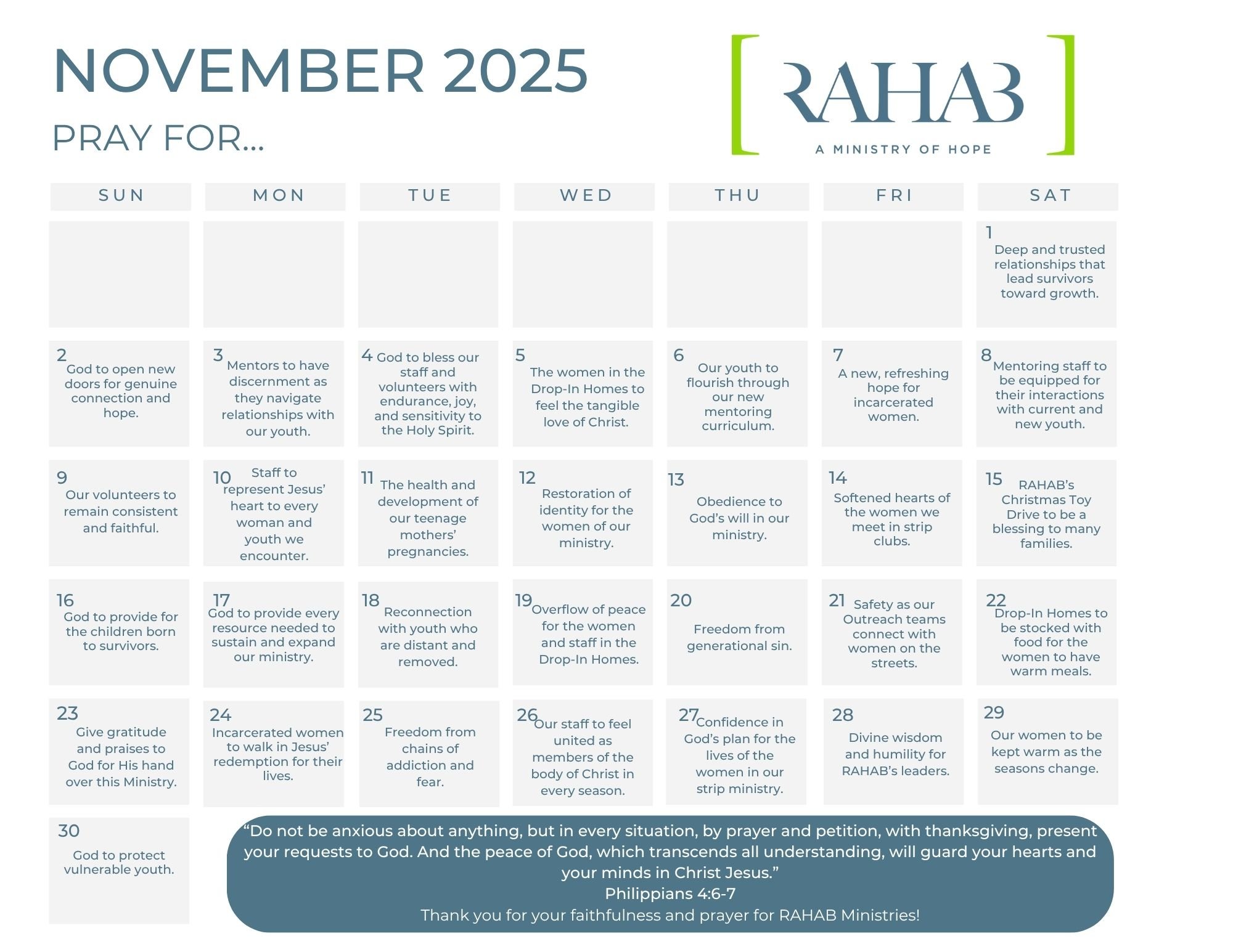 November Prayer Calendar image