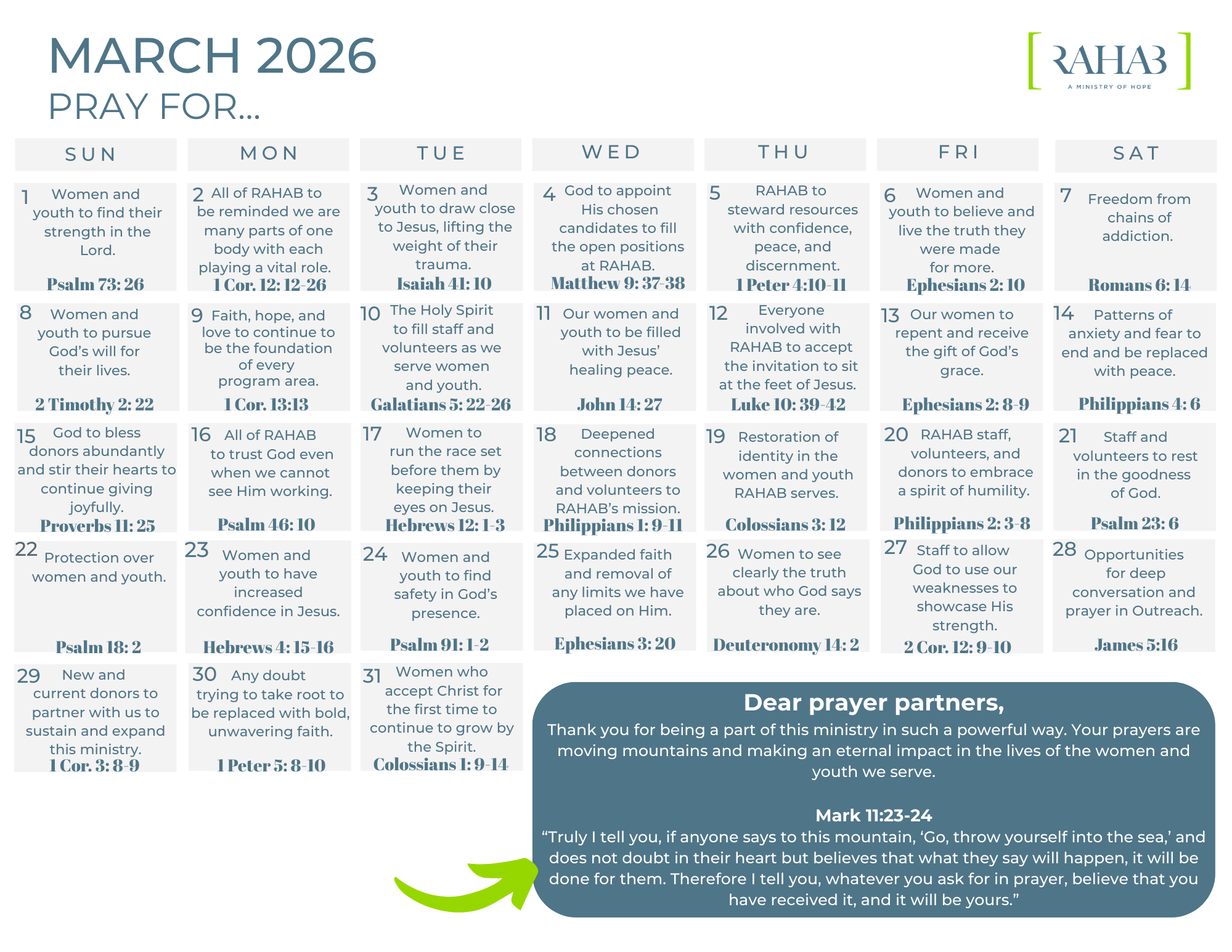 March Prayer Calendar Image